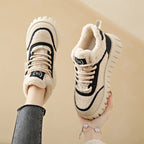 Women’s Winter Fur Lace-Up Shoes – Cozy Plush Comfort Sneakers