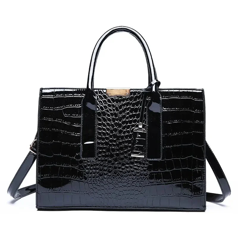 Crocodile Embossed Burgundy Tote Bag – Elegant Structured Handbag