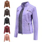 Women’s Lightweight Faux Leather Jacket – Casual Spring/Summer Outerwear