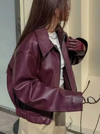Women’s Vintage-Inspired Streetwear Jacket – Zip-Up Autumn/Winter Outerwear