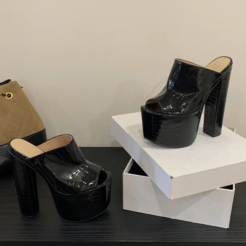 Women’s High Heel Slide Sandals – Elegant Summer Platform Slippers
