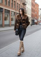 Vintage Faux Fur Coat – Belted Slim Fit Winter Outerwear