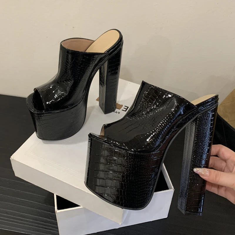 Women’s High Heel Slide Sandals – Elegant Summer Platform Slippers