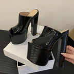 Women’s High Heel Slide Sandals – Elegant Summer Platform Slippers