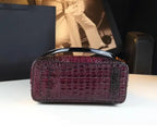 Genuine Leather Crocodile Print Bucket Tote – Vintage Shoulder & Crossbody Bag