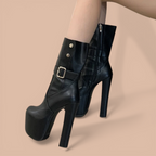 Women’s Platform Ankle Boots – High Heel Square Toe Bohemian Style