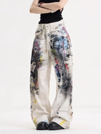 Women’s American Vintage Doodle Jeans – Y2K High-Street Wide-Leg Denim Pants