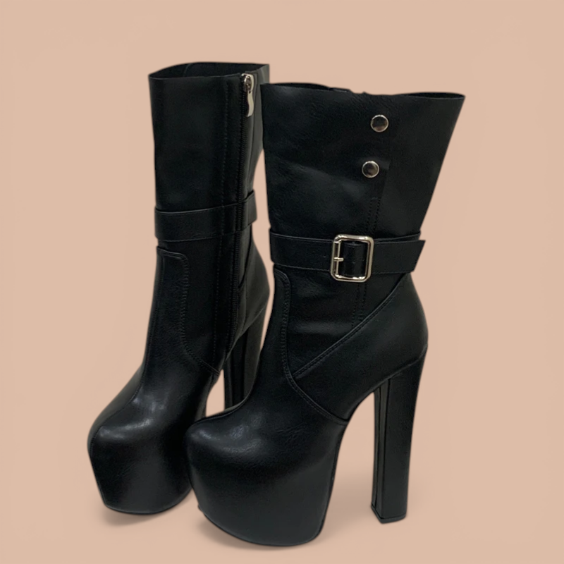 Women’s Platform Ankle Boots – High Heel Square Toe Bohemian Style