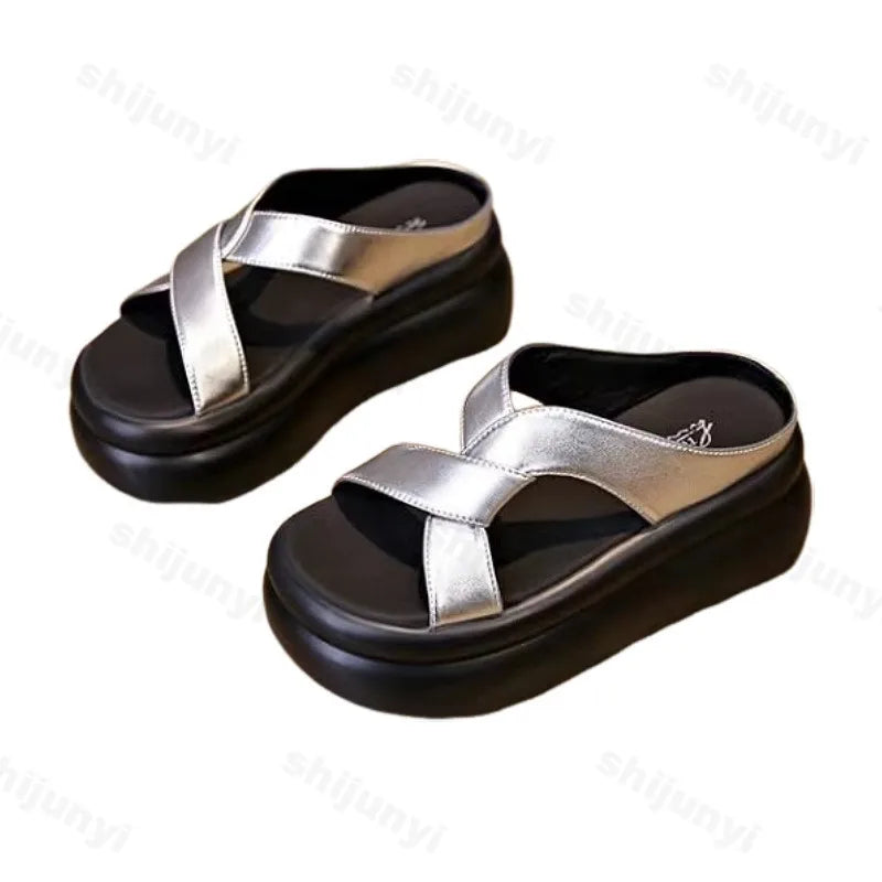 Women’s Casual Platform Slide Slippers – Comfortable Summer Outdoor Sandals