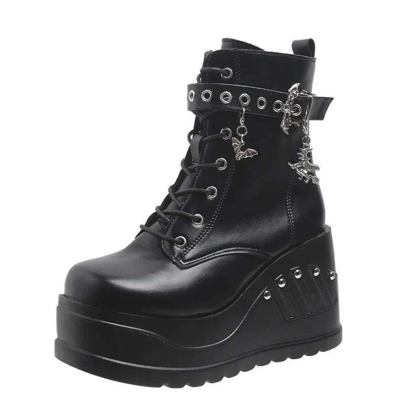 Women's Platform Wedge Ankle Boots – Lace-Up Winter Street Style