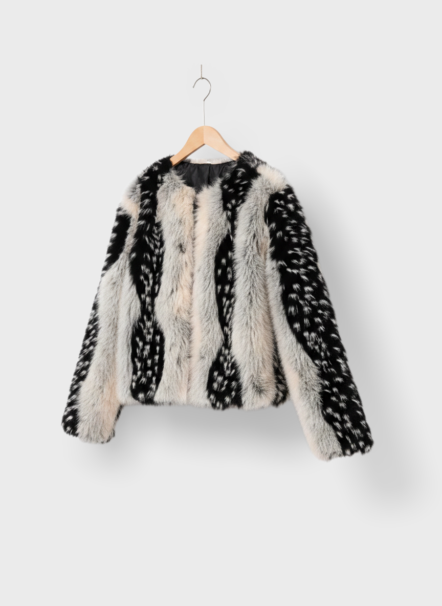 Contrast Faux Fur Coat – Wide-Waisted High Street Jacket