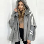 Women’s Batwing Sleeve Hooded Jacket – Zipper Closure