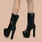 Women’s Platform Ankle Boots – High Heel Square Toe Bohemian Style