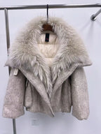 Women’s Real Fox Fur Down Jacket – Luxury Winter Office Coat