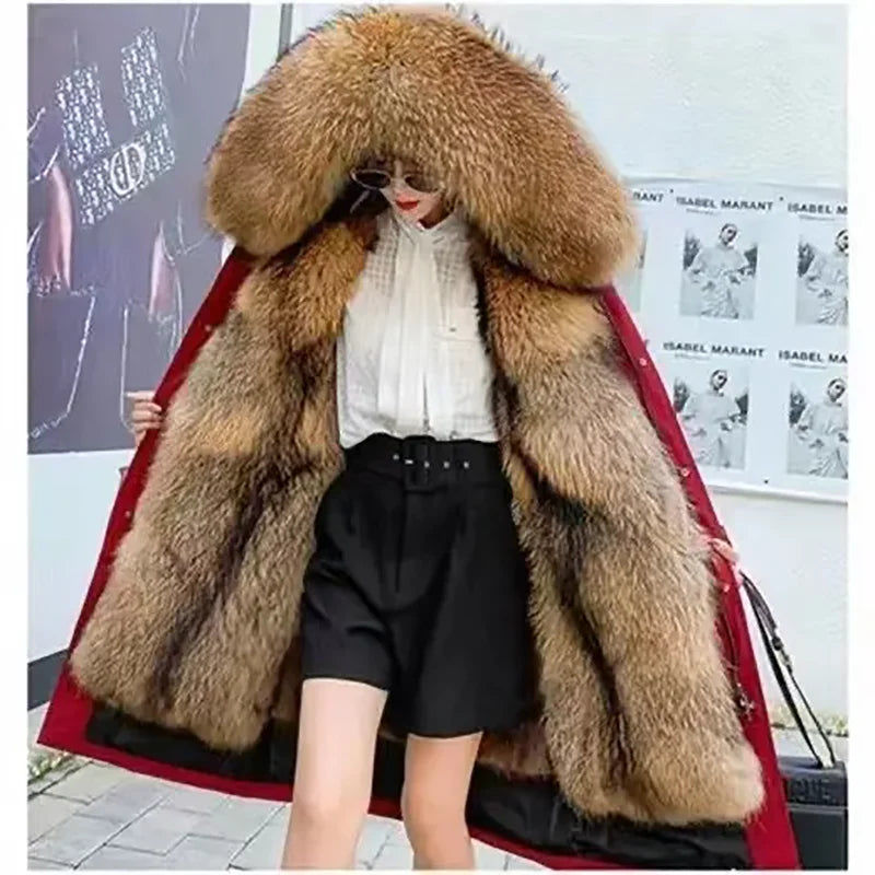 Women’s Hooded Winter Coat with Adjustable Waist – Wool Lined