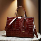 Crocodile Embossed Burgundy Tote Bag – Elegant Structured Handbag