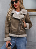 Women’s Faux Leather Jacket – Casual Zip-Up Outerwear for Autumn & Winter