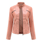 Women’s Lightweight Faux Leather Jacket – Casual Spring/Summer Outerwear