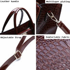 Crocodile Embossed Burgundy Tote Bag – Elegant Structured Handbag