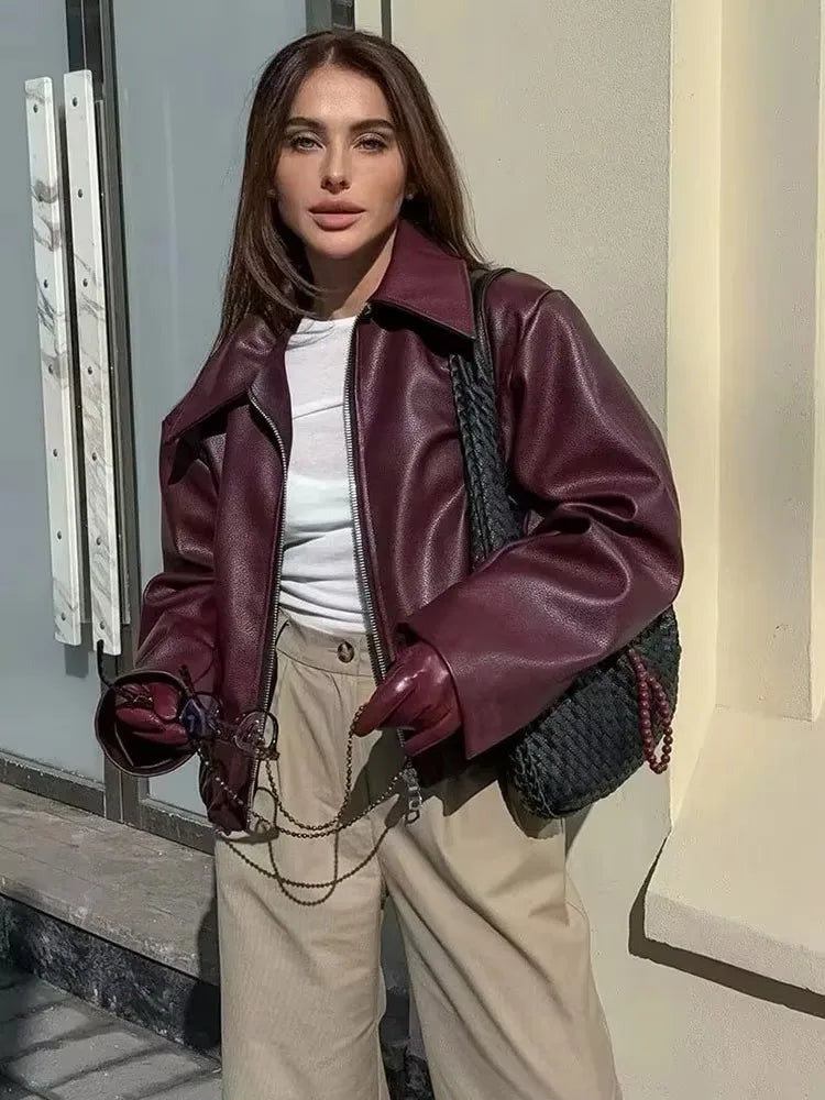 Women’s Vintage-Inspired Streetwear Jacket – Zip-Up Autumn/Winter Outerwear