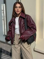 Women’s Vintage-Inspired Streetwear Jacket – Zip-Up Autumn/Winter Outerwear