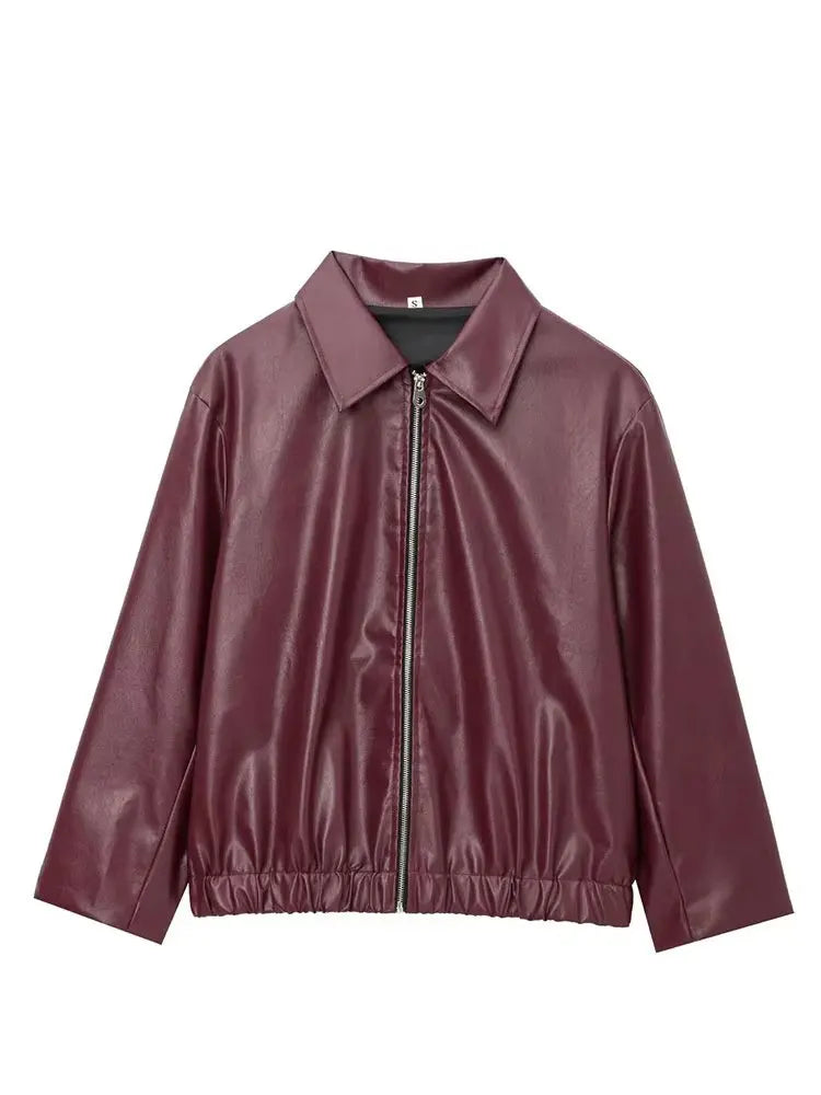 Women’s Vintage-Inspired Streetwear Jacket – Zip-Up Autumn/Winter Outerwear