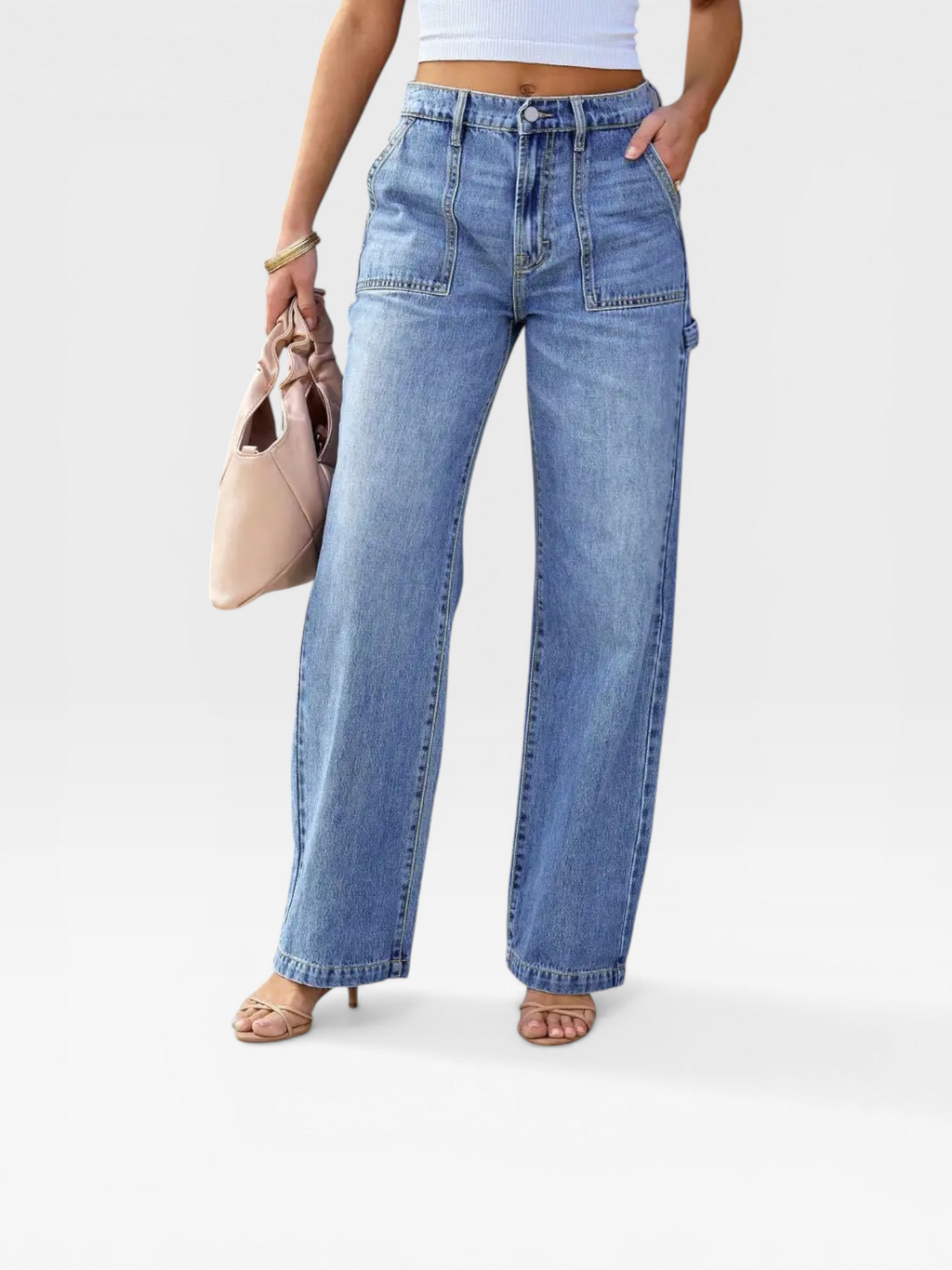 Women’s Straight Leg Jeans – Mid Rise Stretch Denim | Everyday Casual Essential