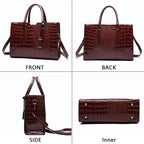 Crocodile Embossed Burgundy Tote Bag – Elegant Structured Handbag