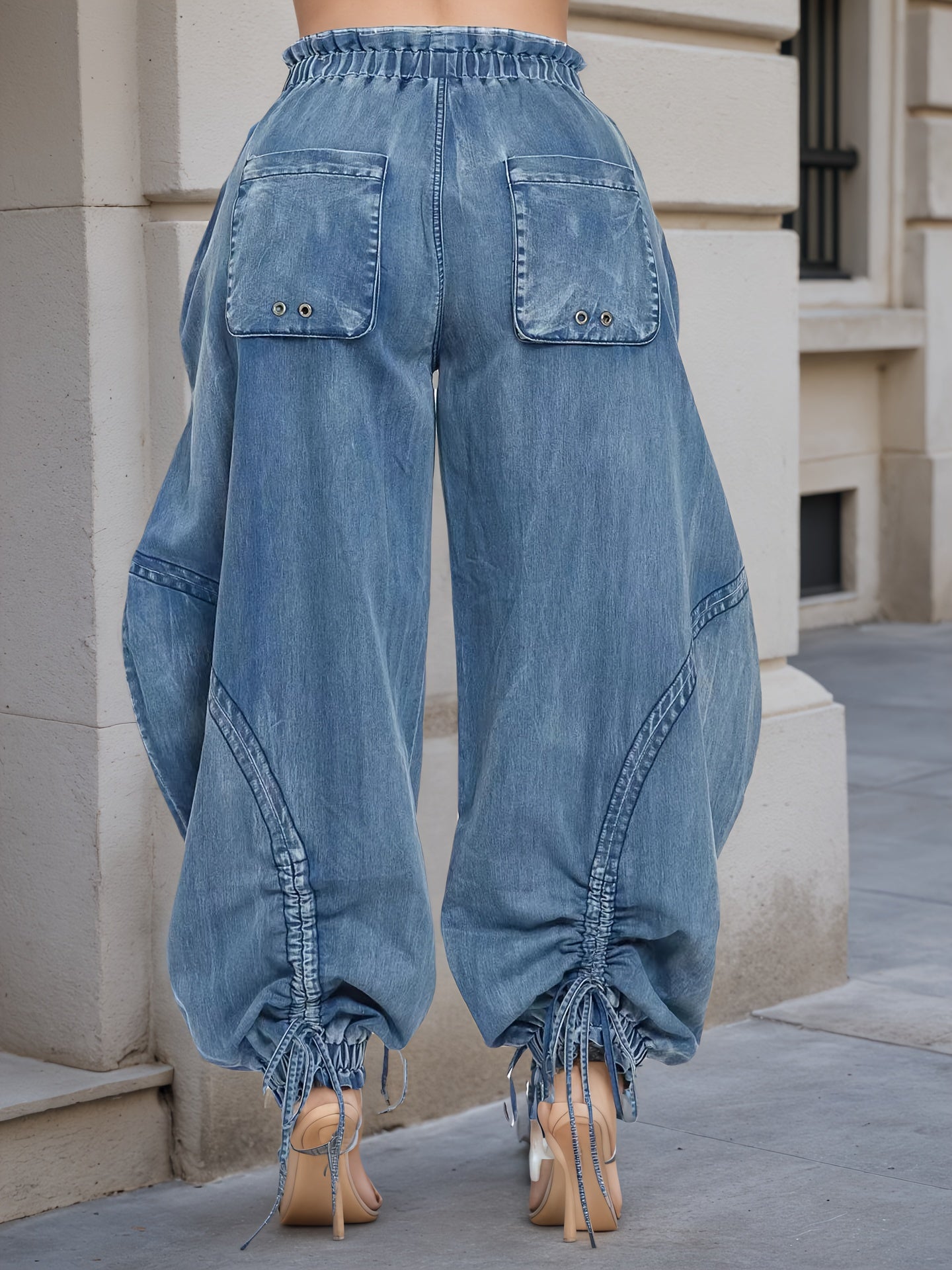 Women’s Streetwear Harem Cargo Pants – Asymmetrical Hem Loose-Fit Trousers