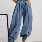Women’s Vintage Harem Jogger Pants – High-Waist Layered Loose Trousers