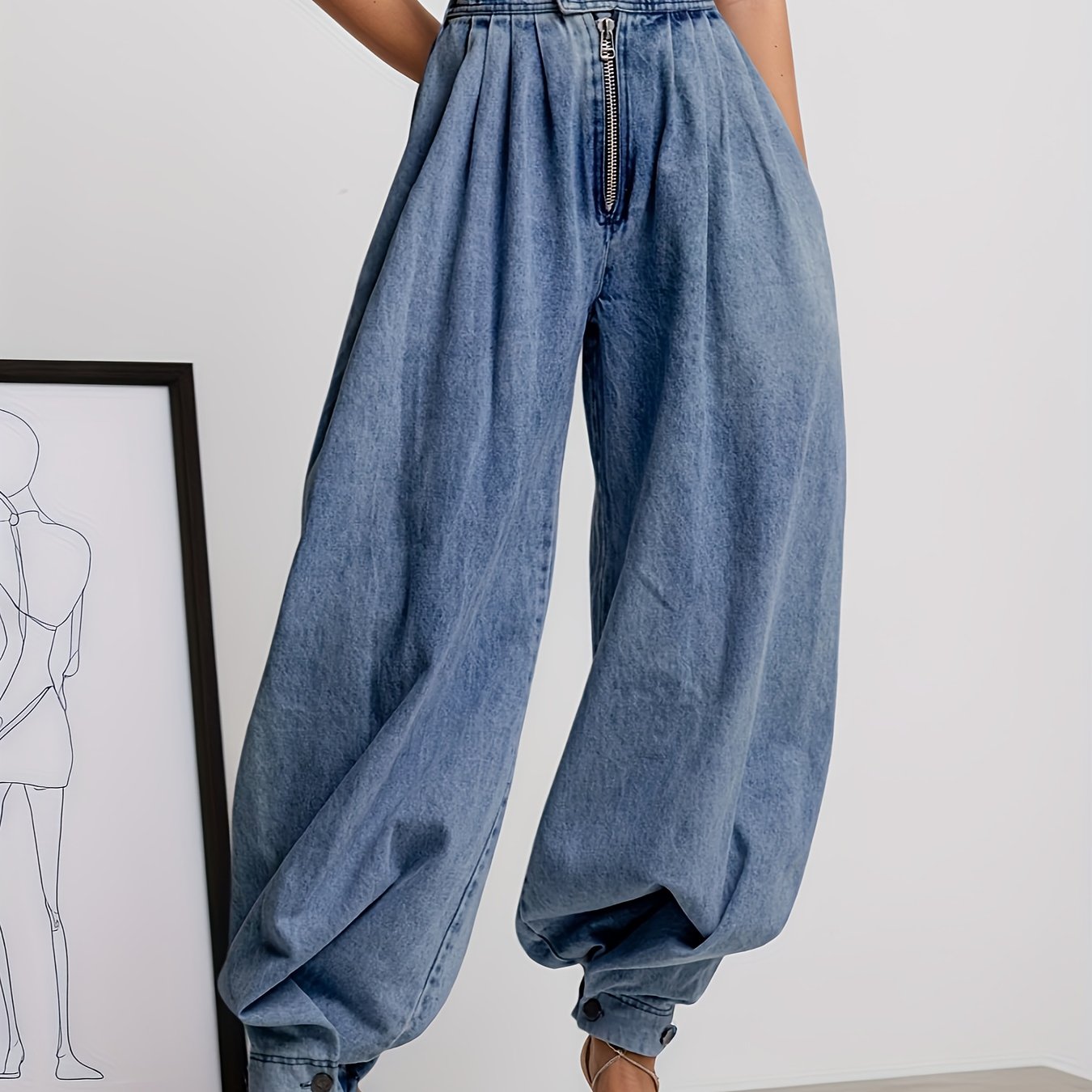 Women’s Vintage Harem Jogger Pants – High-Waist Layered Loose Trousers