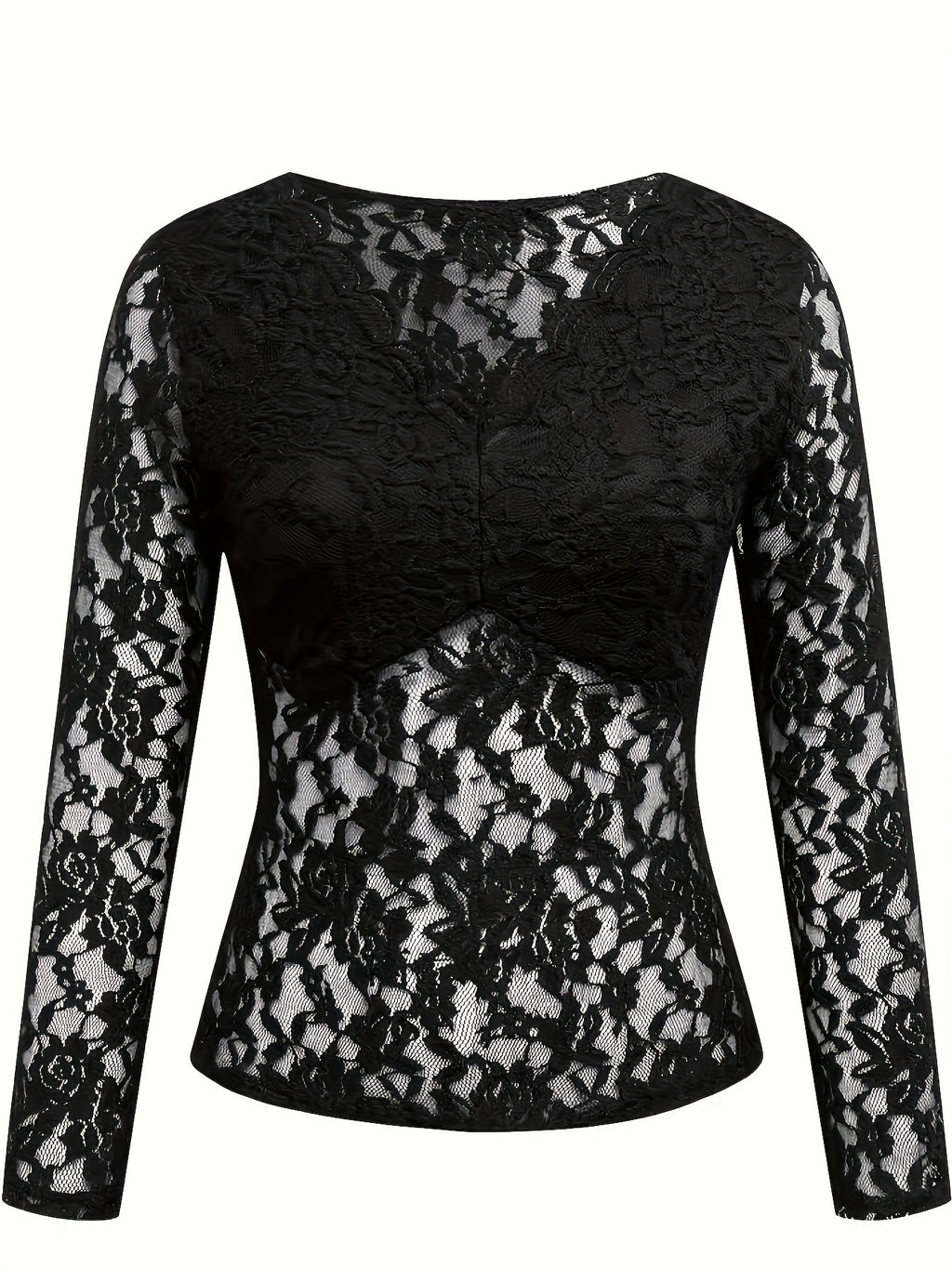 Women’s Semi-Sheer V-Neck Knit Top – Slim Fit Long Sleeve Spring/Fall Essential