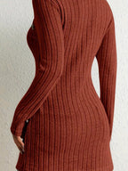 Women’s Elegant Square-Neck Top – Asymmetrical Hem Long Sleeve Blouse